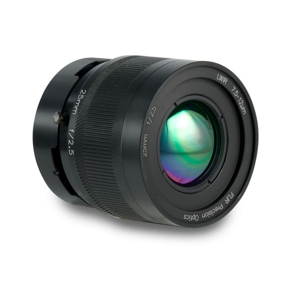 25 mm, 7.5-12 µm, f/2.5 LWIR FPO Manual Bayonet Lens
